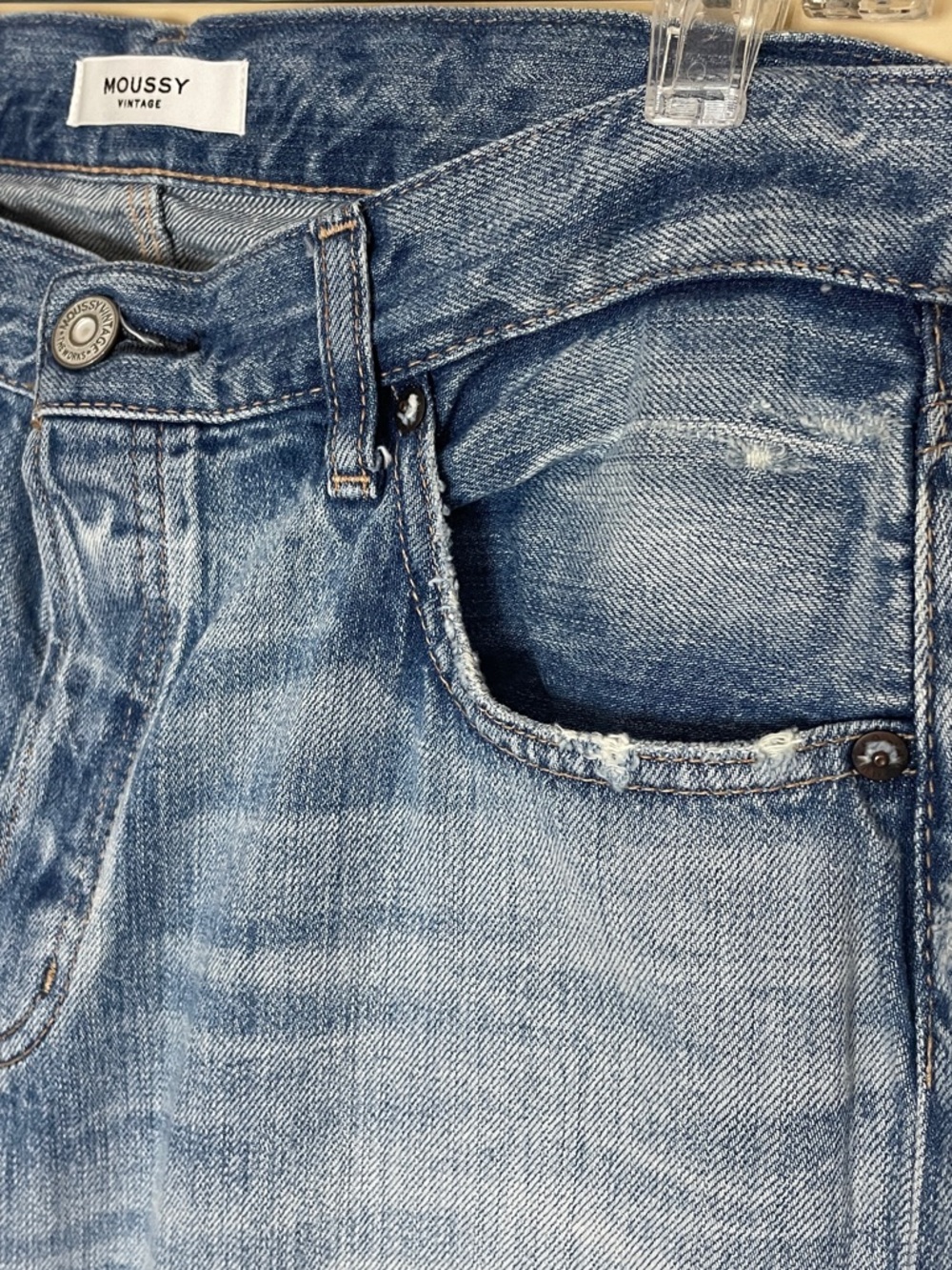 Moussy Vintage Selvedge Jeans Women's 28 Button Fly Straight Leg Distressed - Picture 9 of 16